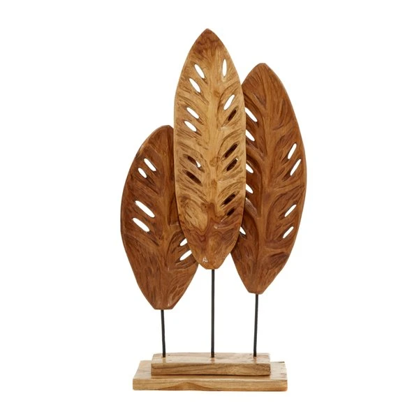 Grayson Lane Brown Teak Wood Leaves Sculpture 4 Grayson Lane Brown Teak Wood Leaves Sculpture - Image 4
