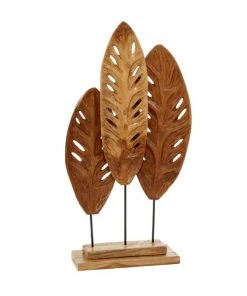 Grayson Lane Brown Teak Wood Leaves Sculpture