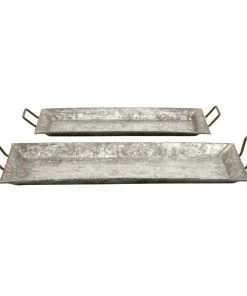 Grayson Lane Grey Metal Trays - Set of 2