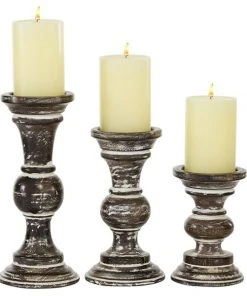 Grayson Lane Country Cottage Pillar Candle Holder - Set of 3