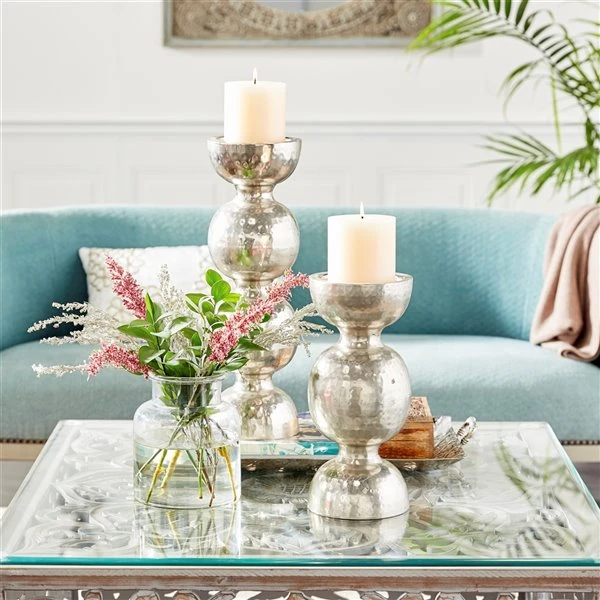 Grayson Lane Silver Iron Pillar Candle Holder 2 Grayson Lane Silver Iron Pillar Candle Holder - Image 2