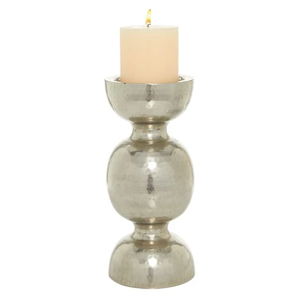 Grayson Lane Silver Iron Pillar Candle Holder 1 Grayson Lane Silver Iron Pillar Candle Holder
