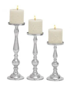 Grayson Lane Aluminum Pillar Candle Holder - Set of 3