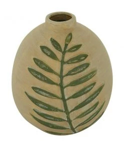 Grayson Lane Tan Coastal Ceramic Vase with Leaf -GRAYSON LANE shop 330859737 AlternateImage4 l