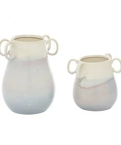 Grayson Lane Farmhouse White Ceramic Vases - Set of 2