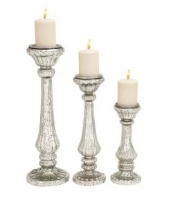 Grayson Lane 1-Candle Glass Pillar Candle Holder - Set of 3