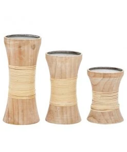 Grayson Lane Brown Wooden Pillar Candle Holder - Set of 3 -GRAYSON LANE shop 330859779 AlternateImage5 l