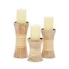 Grayson Lane Brown Wooden Pillar Candle Holder - Set of 3