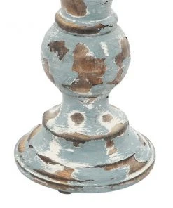 Grayson Lane Light Blue Wooden Pillar Candle Holder - Set of 3 -GRAYSON LANE shop 330859786 AlternateImage4 l