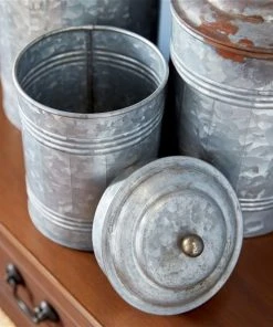 Grayson Lane Grey Metal Decorative Jars - Set of 3 -GRAYSON LANE shop 330859799 AlternateImage2 l