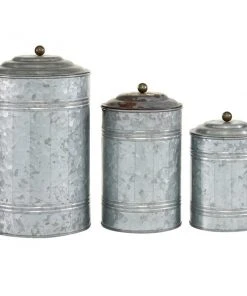 Grayson Lane Grey Metal Decorative Jars - Set of 3