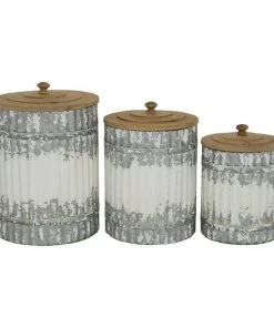Grayson Lane White Metal Decorative Jars - Set of 3