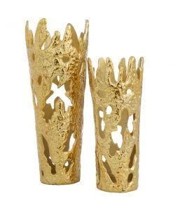 Grayson Lane Gold Aluminum Vases - Set of 2