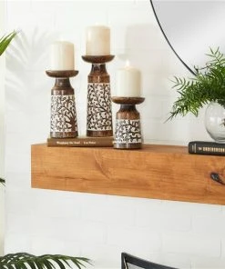 Grayson Lane Natural Mango Wood Pillar Candle Holder - Set of 3 -GRAYSON LANE shop 330859847 AlternateImage2 l