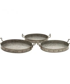 Grayson Lane Grey Metal Trays - Set of 3