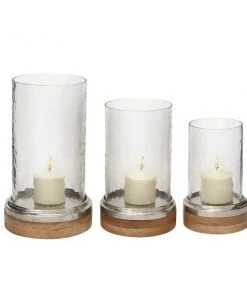 Grayson Lane 1-Candle Glass Hurricane Candle Holder - Set of 3