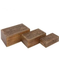 Grayson Lane Rustic Brown Mango Wood Boxes - Set of 3