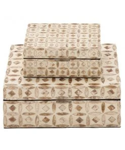 Grayson Lane Beige Mother of Pearl Boxes - Set of 2