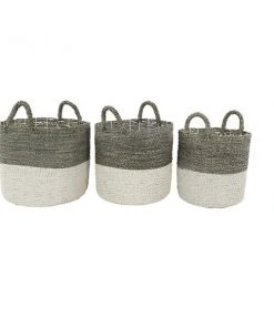 Grayson Lane White Sea Grass Storage Baskets - Set of 3
