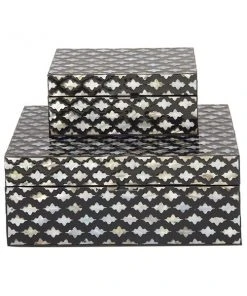 Grayson Lane Black Mother of Pearl Boxes - Set of 2