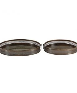 Grayson Lane Traditional Brown Metal Trays - Set of 2 -GRAYSON LANE shop 330859884 AlternateImage4 l