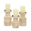 Grayson Lane Natural Wooden Pillar Candle Holder - Set of 3