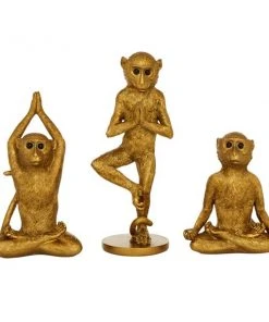 Grayson Lane Gold Polystone Monkey Sculptures - Set of 3