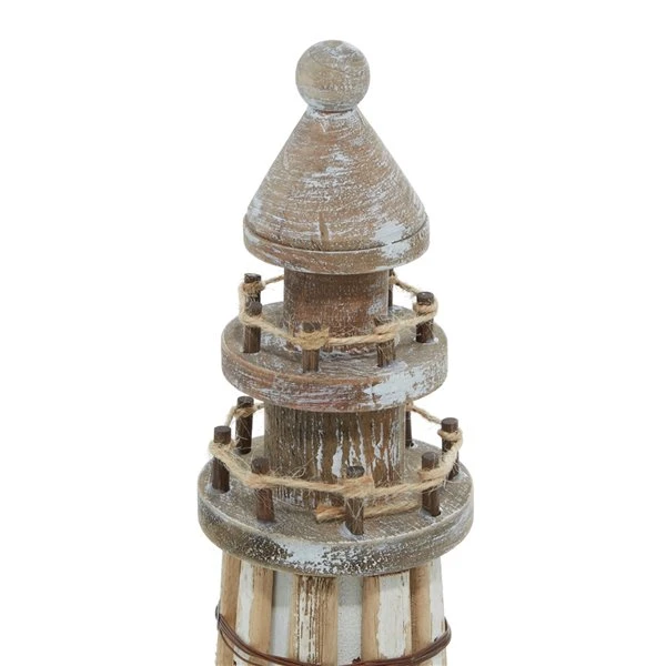 Grayson Lane White Wood Lighthouse Sculptures - Set of 2 3 Grayson Lane White Wood Lighthouse Sculptures - Set of 2 - Image 3