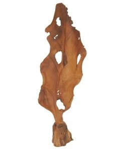 Grayson Lane Brown Teak Wood Leaf Sculpture