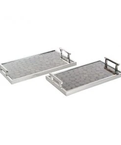 Grayson Lane Silver Mango Wood Trays - Set of 2