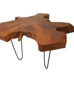 Grayson Lane Brown Teak Wood and Metal Coffee Table