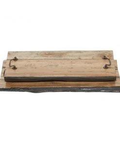 Grayson Lane Brown Teak Wood Trays - Set of 2