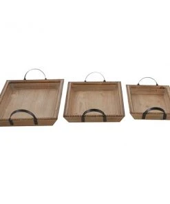 Grayson Lane Coastal Brown Wood Trays - Set of 3 -GRAYSON LANE shop 330859937 AlternateImage4 l