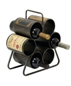 Grayson Lane 6-in x 14-in Black Metal Wine rack