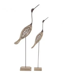 Grayson Lane Coastal Brown Wood Bird Sculptures - Set of 2