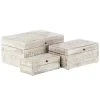 Grayson Lane Natural White Mango Wood Boxes - Set of 3