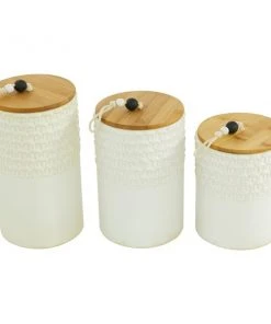 Grayson Lane White Ceramic Decorative Jars - Set of 3 -GRAYSON LANE shop 330859958 AlternateImage4 l