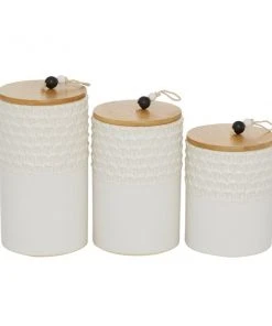 Grayson Lane White Ceramic Decorative Jars - Set of 3