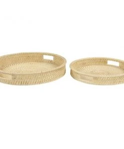 Grayson Lane Boho Light Brown Wood Trays - Set of 2