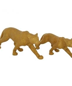 Grayson Lane Gold Polystone Leopard Sculptures - Set of 2
