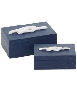 Grayson Lane Blue Wood Boxes - Set of 2