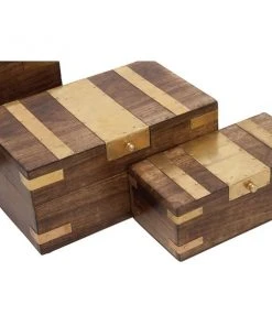 Grayson Lane Traditional Brown Mango Wood Boxes - Set of 3 -GRAYSON LANE shop 330859996 AlternateImage2 l