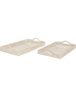 Grayson Lane Cream Wood Trays - Set of 2