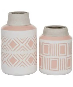 Grayson Lane White Stoneware Vase - Set of 2