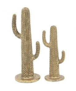 Grayson Lane Gold Polystone Cactus Sculptures - Set of 2