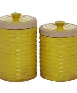 Grayson Lane Yellow Ceramic Decorative Jars - Set of 2