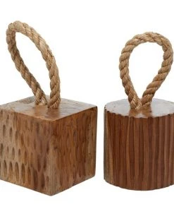 Grayson Lane Brown Teak Wood Sculptures - Set of 2