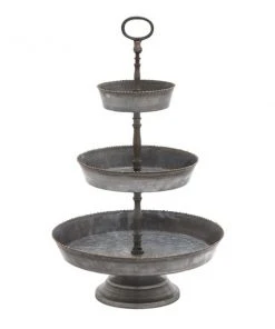 Grayson Lane Grey Iron 3-Tier Tray Stand
