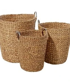 Grayson Lane Tan Sea Grass Storage Baskets - Set of 3