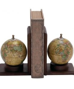 Grayson Lane Mango Wood Globe Bookends - Set of 2